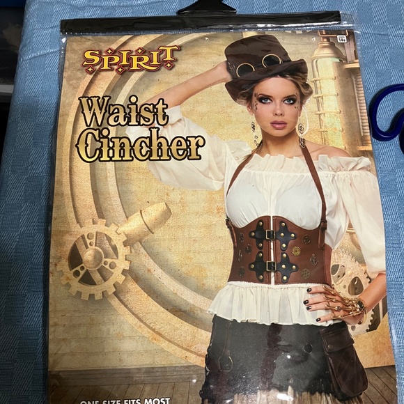 WAIST CINCHER BELT, BROWN & BLACK VEGAN LEATHER WITH BRASS EMBELLISHMENTS NWOT - Picture 2 of 5